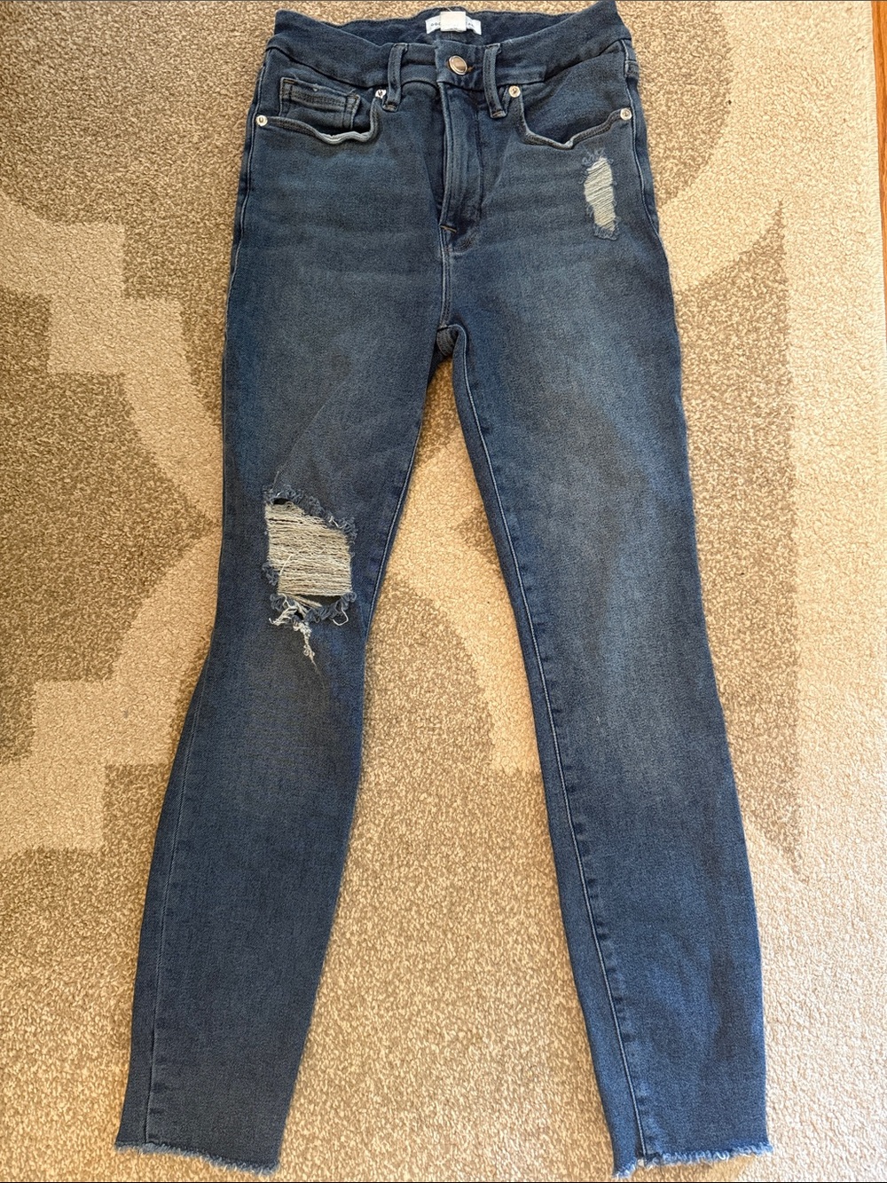 Good American Dark Indigo Ripped Skinny Jeans